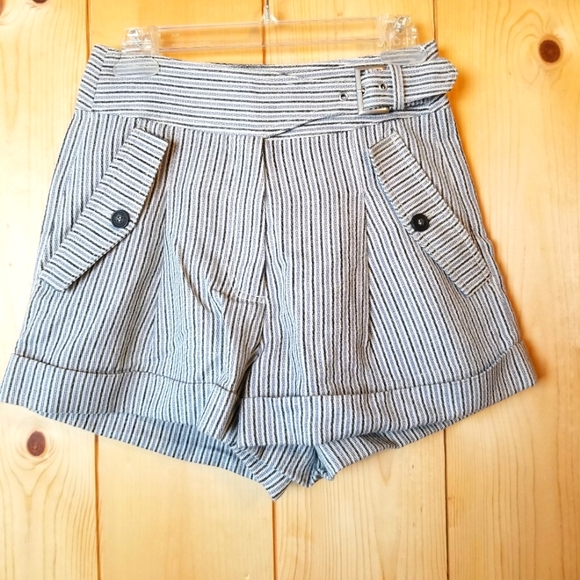 Vanessa Bruno Pants - Vanessa Bruno Tobby Safari Inspired Cotton Linen Blend Striped Shorts